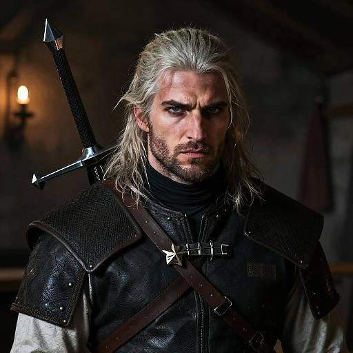 Brooding Witcher Portrait in Tavern