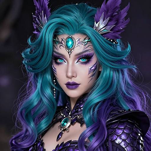 Mystical Teal and Purple Witch