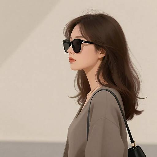 Stylish Woman Profile Digital Illustration