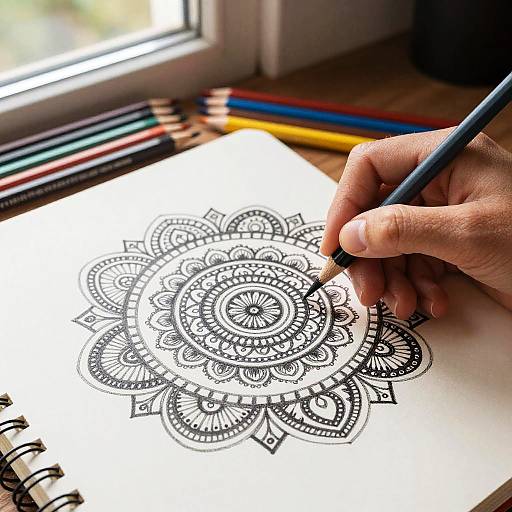 Intricate Mandala Hand Drawing Art
