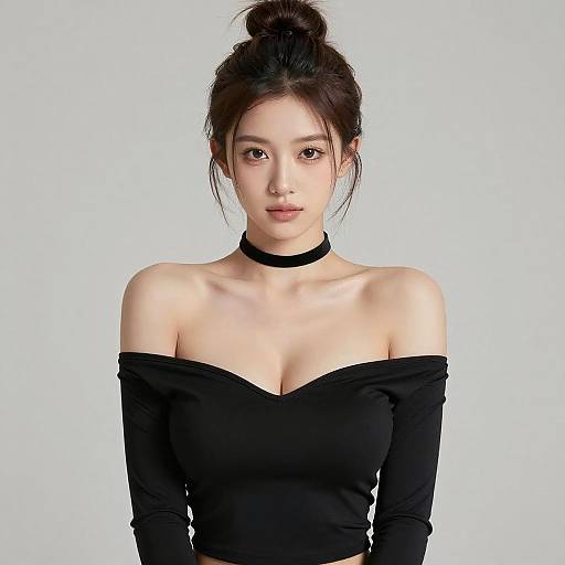 Photorealistic Busty Woman Seductive Pose