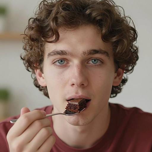Close-Up of Young Man with Cake