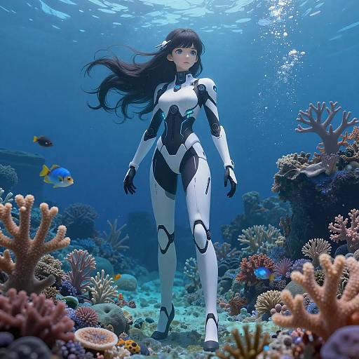 Futuristic Anime Girl Underwater