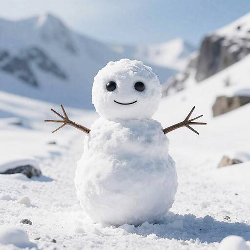 Cinematic Snow Golem on Mountain Path