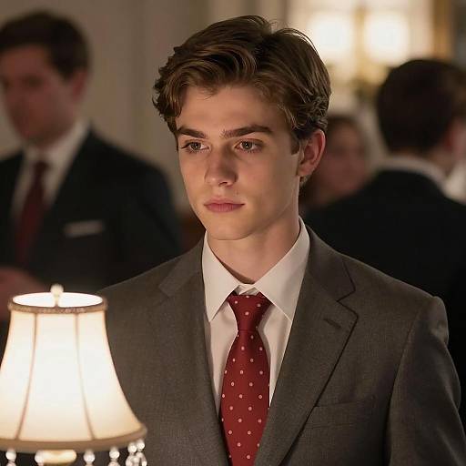 Stylish Young Man in Dimly Lit Setting