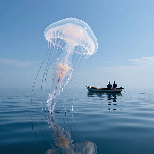 Serene Floating Jellyfish Over Sea