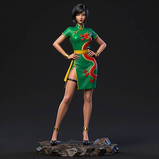 Elegant Digital Sculpture of Confident Woman