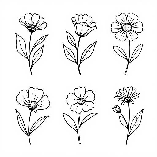 Minimalist Black Line Botanical Drawings