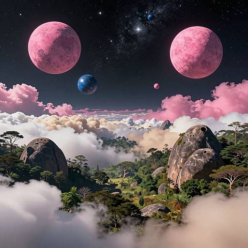 Psychedelic Celestial Rainforest Landscape