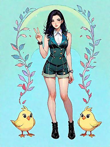 Chic Woman in Olive Green Romper