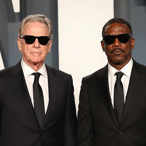 Two Men in Black Suits and Sunglasses