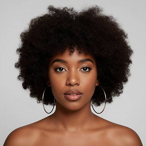 Woman with Afro Hair and Earrings