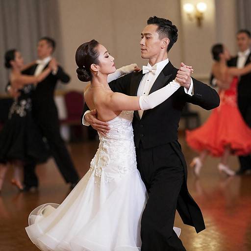 Asian Ballroom Dance Couple in Formal Attire
