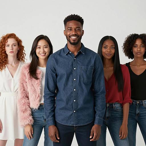 Diverse Group Portrait on White Background