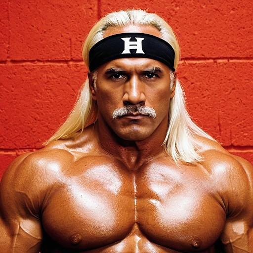 Muscular Shirtless Man with Blonde Hair and Headband