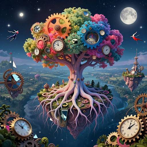 Cosmic Dreamscape with Mythical Ballet