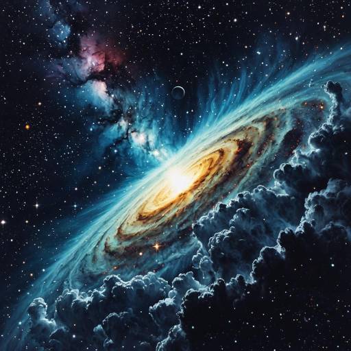 Surreal Cosmic Nebula and Galaxy