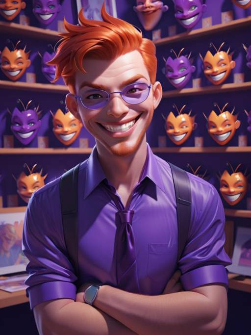 Portrait of the Happy Mask Salesman