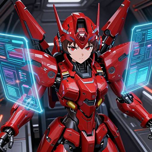 Red Anime Girl Mecha Pilot