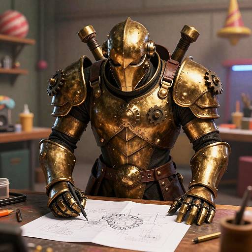 Brass Plated Hero Sketching Blueprints