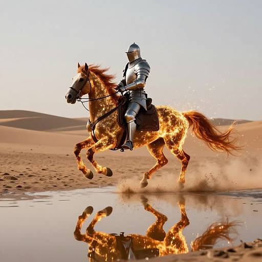 Radiant Knight Riding Golden Horse