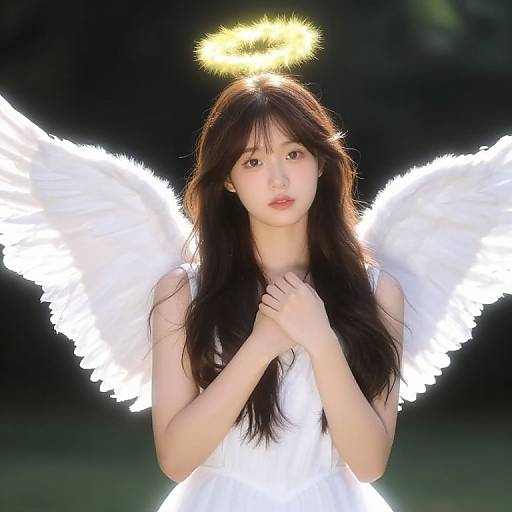 Angel Girl with Halo and Wings