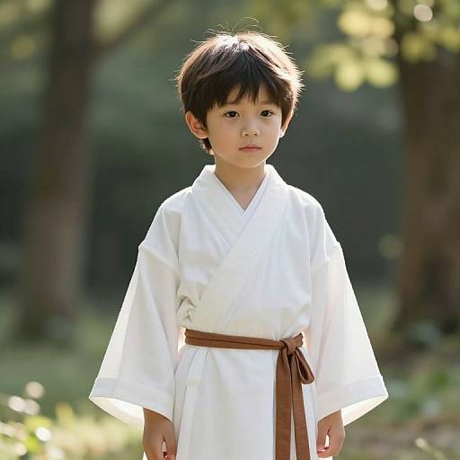 Serene Young Boy in White Robe