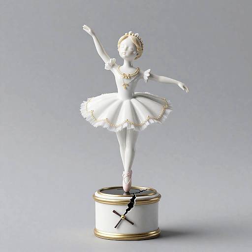 Porcelain Ballerina Doll on Cracked Music Box