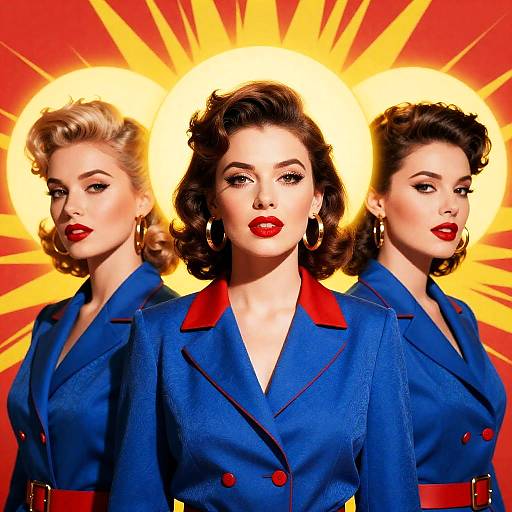 Retro 1950s Women with Halo Background