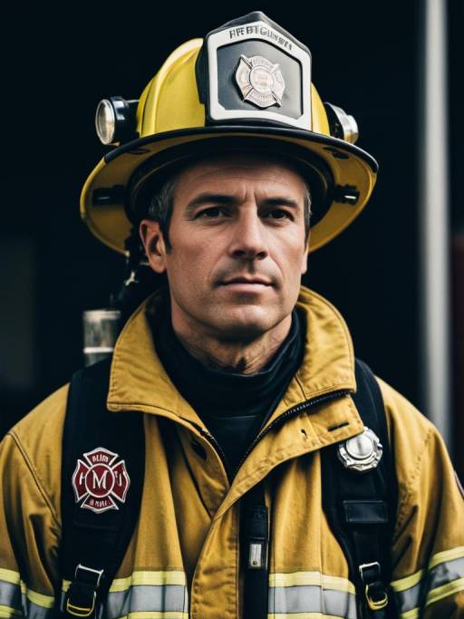 Cinematic Portrait of Firefighter in Action