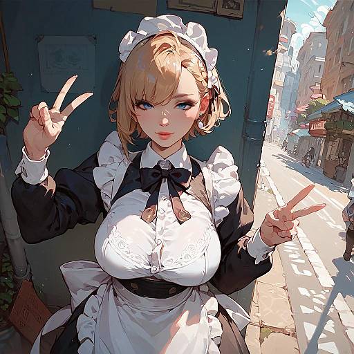 Anime Maid Portrait, Dynamic Street Angle