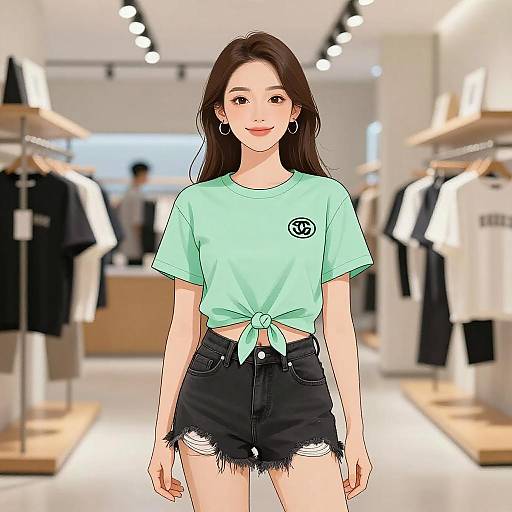 Smiling Woman in Casual Streetwear