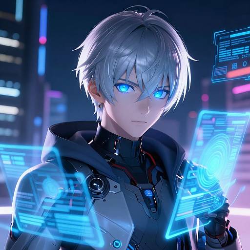 Cyberpunk AI Anime Guy with Armor