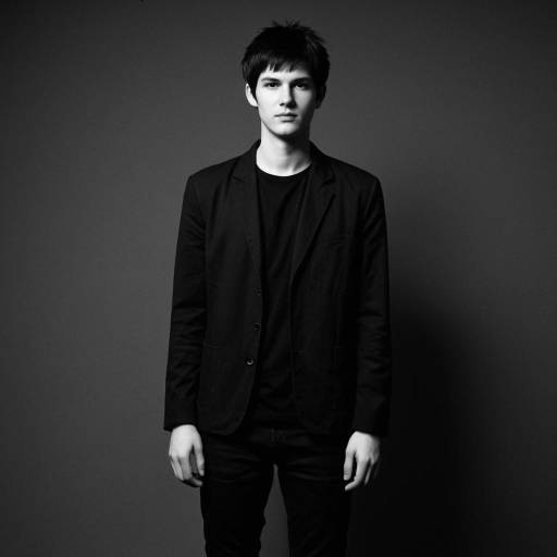 Young Man in 80s Alternative Style Outfit