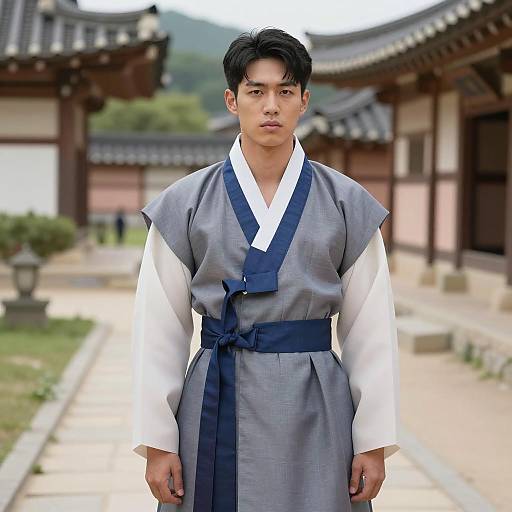 Asian Man in Traditional Korean Hanbok