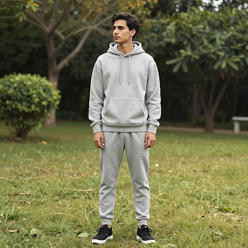Man in Grey Sport Outfit in Garden