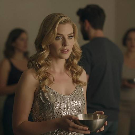 Elegant Blonde in Sequined Dress