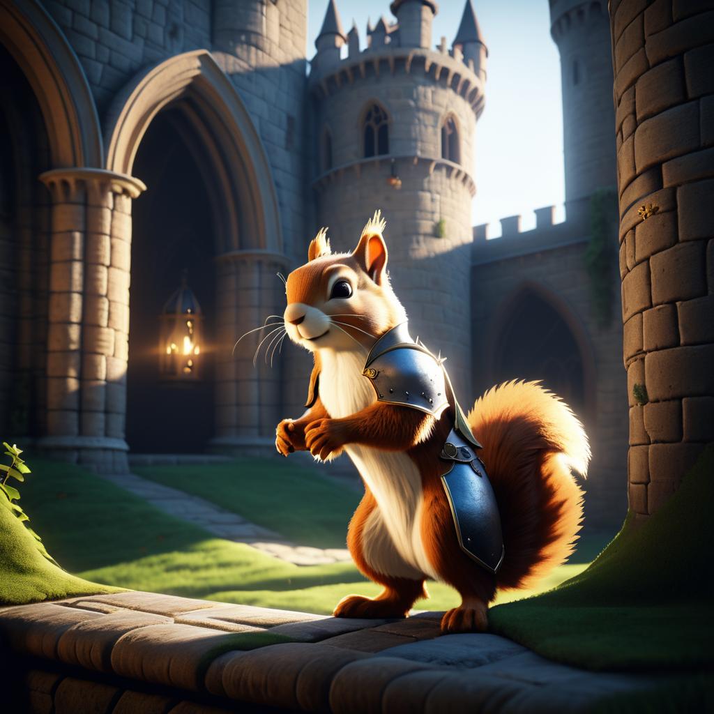 Heroic Squirrel in Medieval Castle