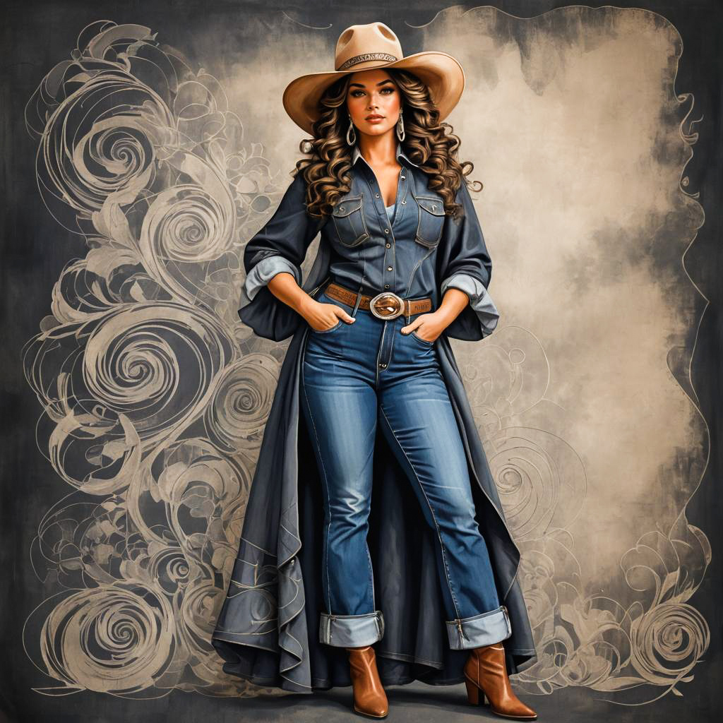 Whimsical Cowgirl with Curvy Elegance