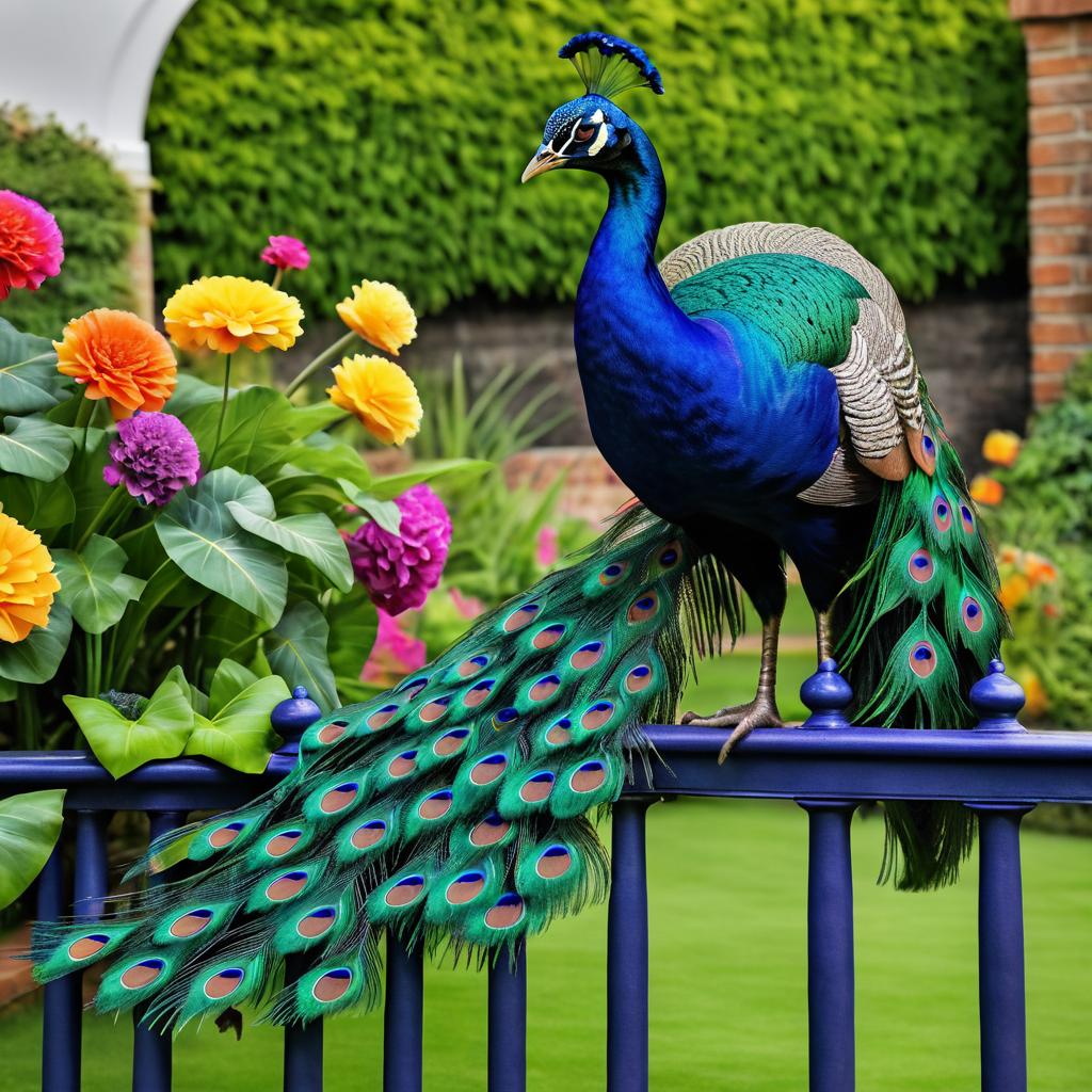 Hyper-Realistic Peacock in a Garden