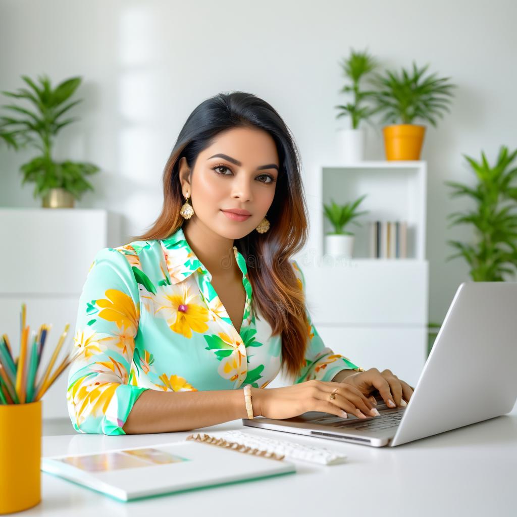 Focused Indian Freelancer in Bright Home Office