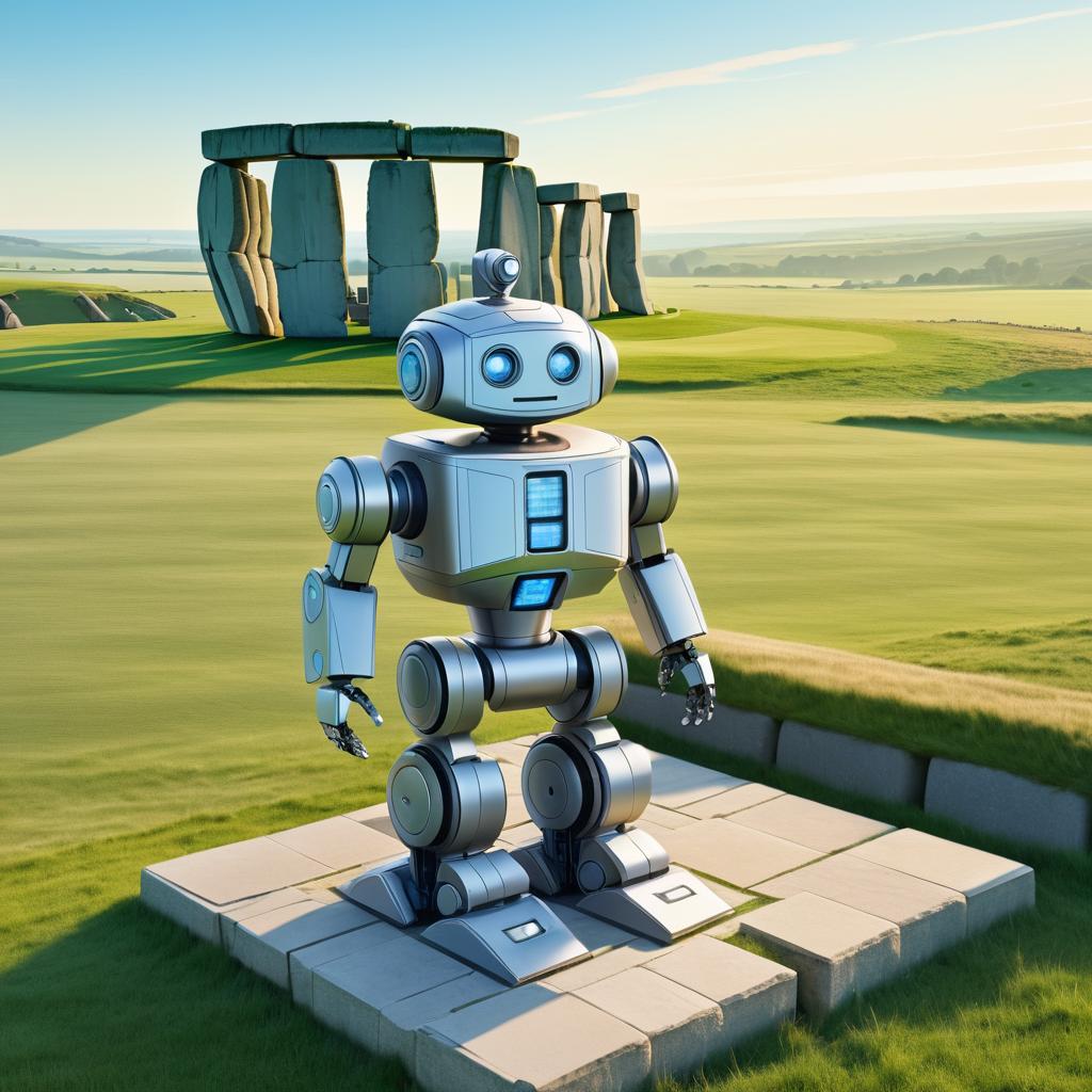 Surprised Robot at Stonehenge Steps