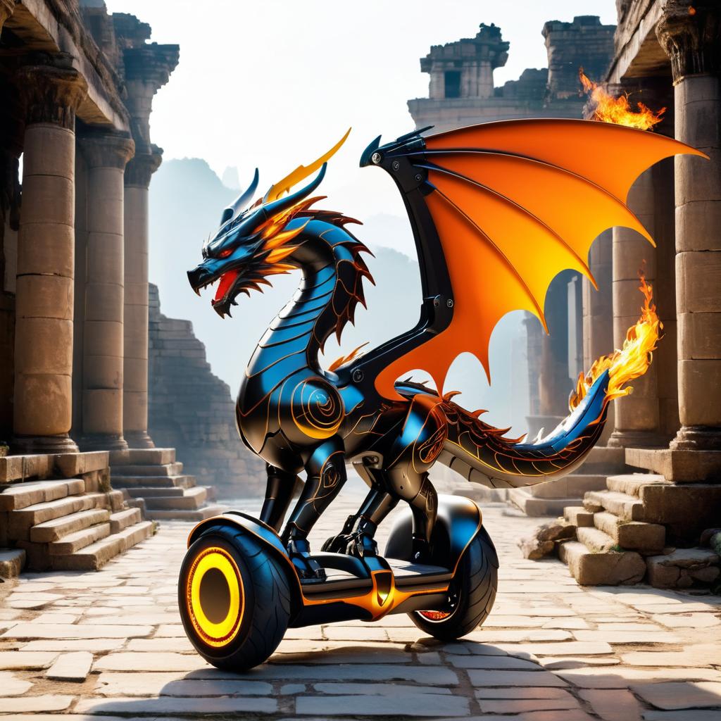 Robotic Dragon on a Futuristic Segway