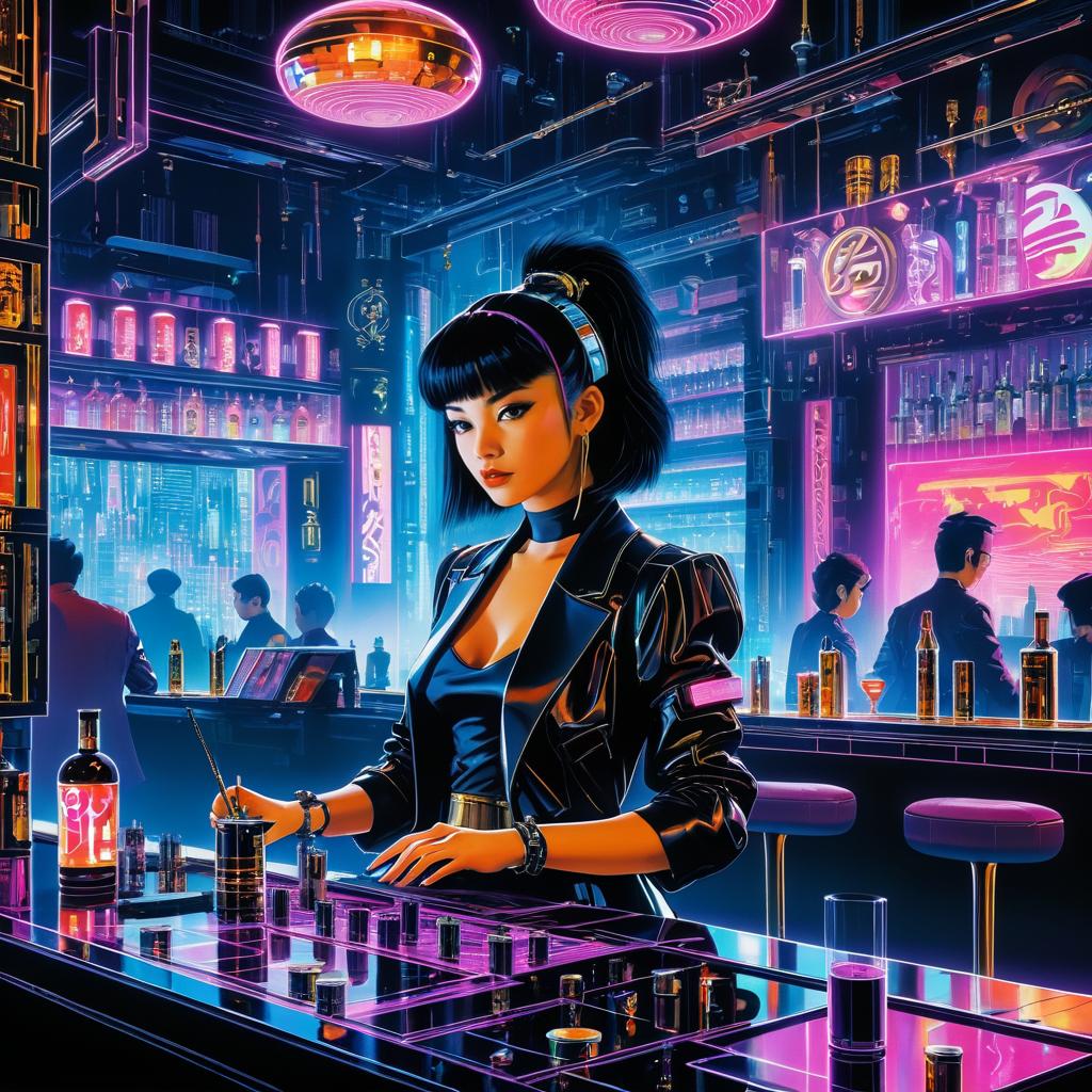 Futuristic Cyberpunk Club Scene Art