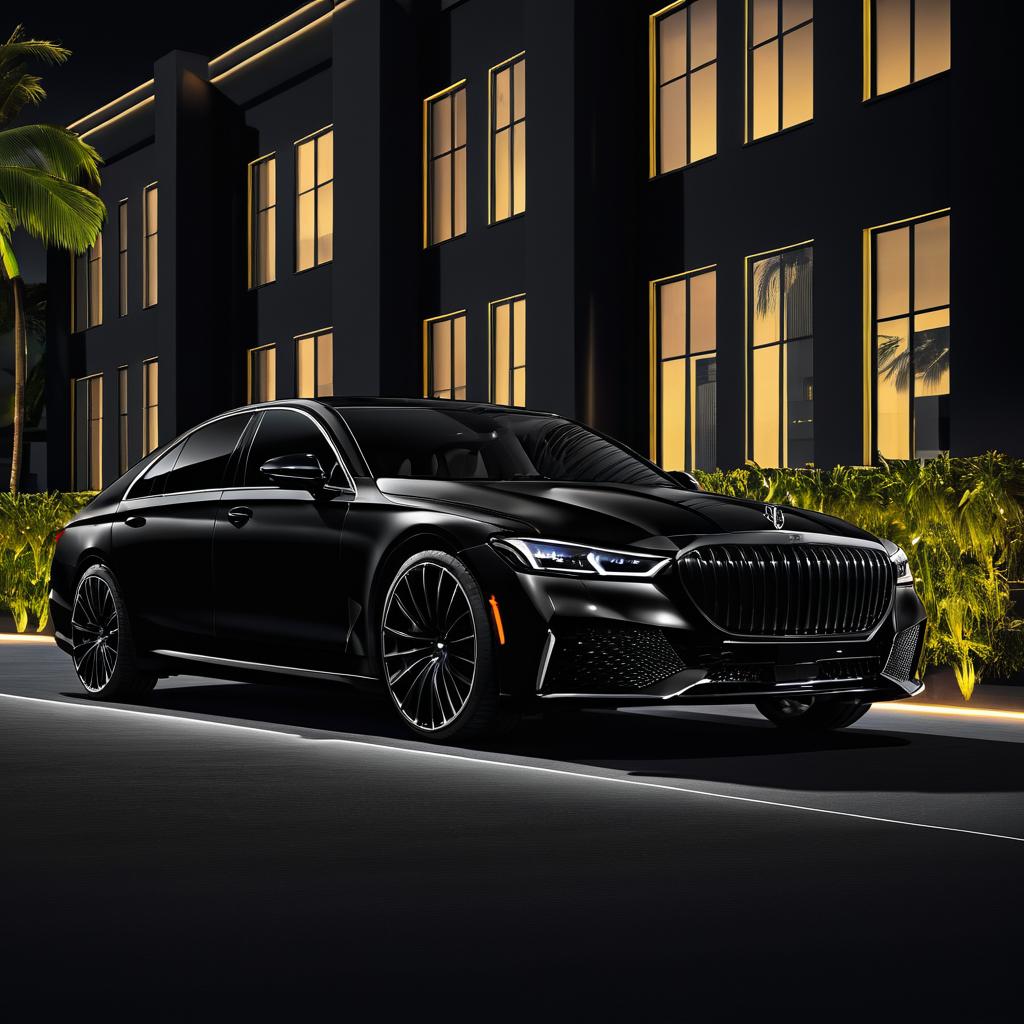 Elegant Night Scene of Luxury Sedan