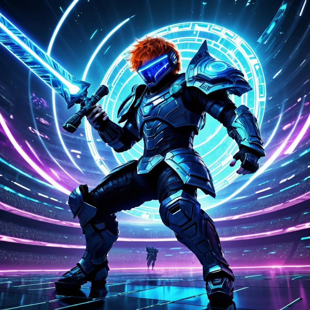 Futuristic Gladiator Ed Sheeran in Battle