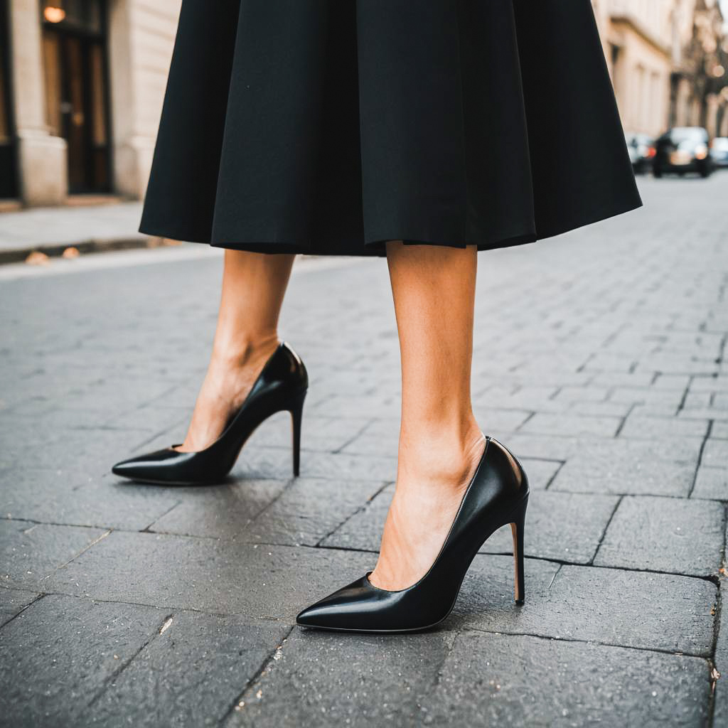 Elegant Woman in Stylish Black Heels