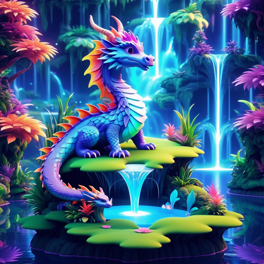 Whimsical Dragon on a Floating Island