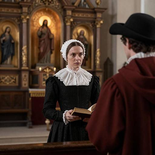 16th-Century Noblewoman in Candlelit Church