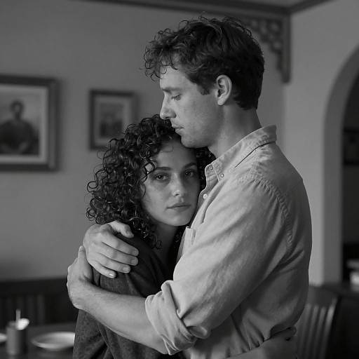 Intimate Black and White Embrace